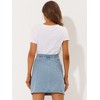 Allegra K Women's Elastic Back Short Button Down Denim Skirts with Pockets - 4 of 4