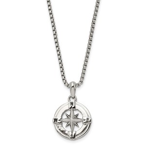 Black Bow Jewelry Stainless Steel Medium 20mm Compass Necklace, 22 Inch - 1 of 4
