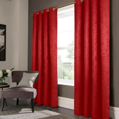 Olivia Gray Lina Matte Embossed Blackout Grommet Single Panel - 52x90", Red
