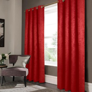 Olivia Gray Lina Matte Embossed Blackout Grommet Single Panel - 52x90", Red - 1 of 4