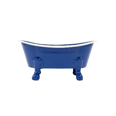Blue Enamel Bathtub Soap Dish Planter Metal by Foreside Home & Garden