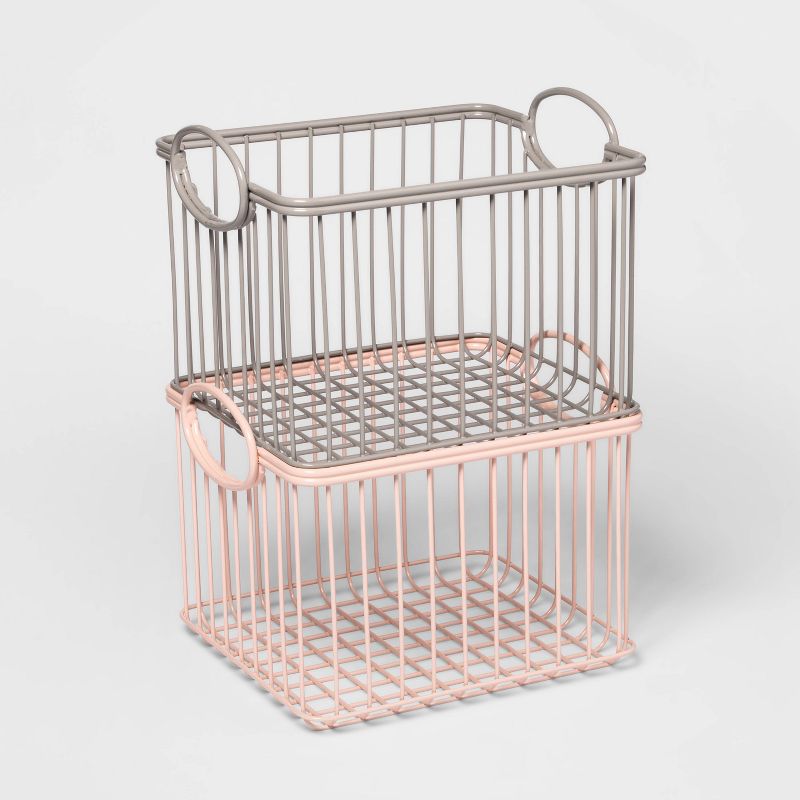 Wire Stackable Kids' Storage Basket Gray - Pillowfort™, 4 of 10