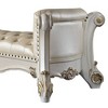 Acme Furniture 74" Vendome Ottoman and Bench Pearl Synthetic Leather and Antique Pearl Finish: Linen Upholstery, Metal Legs, No Tools Assembly - 3 of 4
