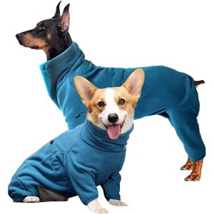 Dog Winter Coat Soft Fleece Pullover Pajamas, Cozy Jumpsuit Apparel Outfit Clothes Walking Hiking Sleep, Pet Windproof Warm Cold Weather Jacket Vest - 1 of 4