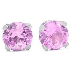 Pompeii3 1/4 Ct TDW Pink Sapphire Studs 14k White Gold - 1 of 4