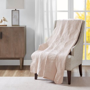 Sapphtopaz 72"x60" Oversized Blanket with Scalloped Edges, Soft Quilted Throw Blanket with Cotton Filling for Bed, Fluffy Bedding for Room - 1 of 4