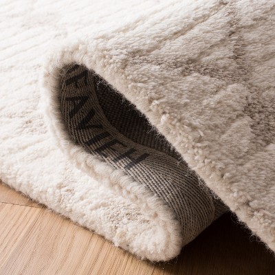 Handmade Ivory & Beige Wool Shag Area Rug 8' x 10'
