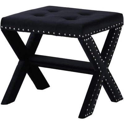 ?Vynxaria Velvet Upholstered Accent Bench ¨C Tufted Entryway & Living Room Seating with Nailhead Trim