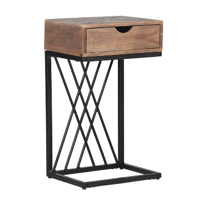 Kane Creek Wood and Metal C - Shaped Accent Table with Drawer Black/Brown - Hillsdale Furniture