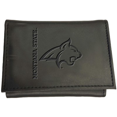 Evergreen NCAA Montana State Bobcats Black Leather Trifold Wallet Officially Licensed with Gift Box