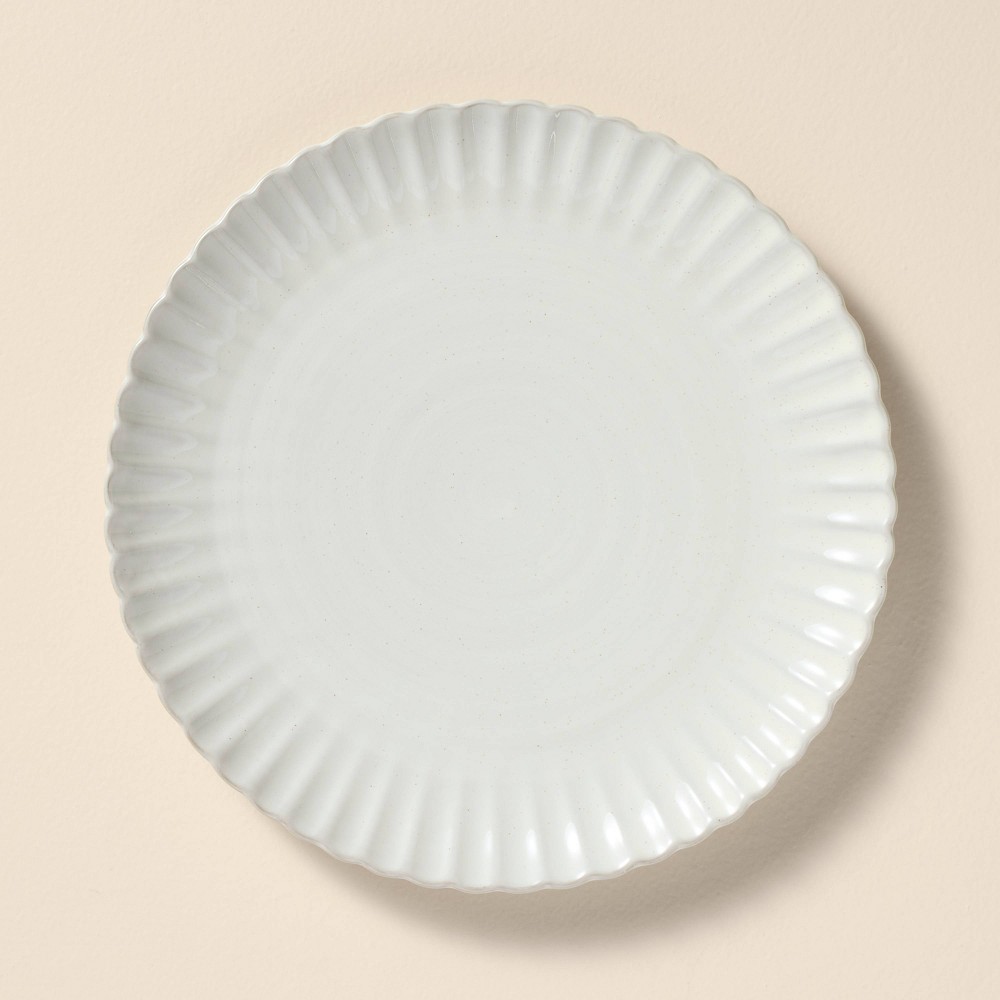 Photos - Plate 10.5" Scalloped Edge Stoneware Dinner  Cream - Hearth & Hand™ with Ma