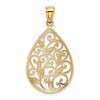 Black Bow Jewelry 14k Yellow Gold Vine Filigree Teardrop Pendant, 20mm (3/4 inch) - 3 of 4