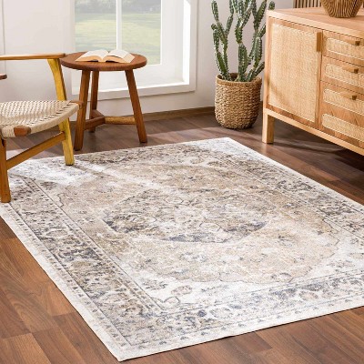 Hauteloom Rudo Beige Flat Pile Washable Rug