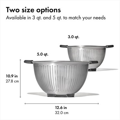 OXO 5 Qt Stainless Steel Colander: Dishwasher-Safe Strainer for Pasta & More, Clear, 11.7 Width ‼️has stains and scratches ‼️