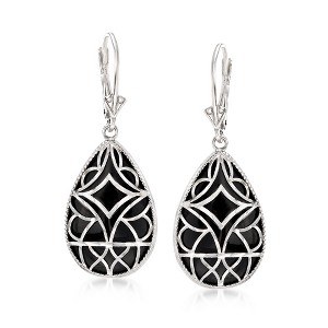 Ross-Simons Black Onyx Overlay Drop Earrings in Sterling Silver - 1 of 4