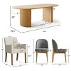 7-piece Dining Room Table Set, Oak Oval Table with 6 Linen Fabric Dining Chair and 2 Captain's Chair with Solid Wood Legs, Dining Room- Maison Boucle - 2 of 4