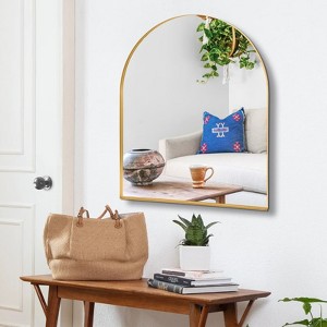 GlasFlength Decorative Wall Mirrors Arch Mirror Hanging Mirror, Vintage Bathroom Wall Mirrors Decorative, Wall Decoration, Gold, 36"*30"*1.2" - 1 of 4