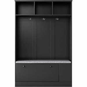 Entryway Bench with Coat Rack, 5-in-1 Hall Tree with Shoes Storage Cushion and 3 Sturdy Hooks for Hallway/Entryway/Living Room - 1 of 4