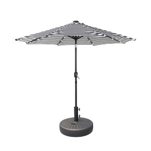 WestinTrends 9 Ft Outdoor Patio Solar LED Market Umbrella with Bronze Round Base - 1 of 4