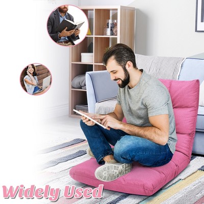 Pink Adjustable 14-Position Metal Frame Cotton Floor Chair