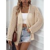 Women's Crochet Cardigan Sweaters Lightweight Knitted Long Batwing Sleeve Hollow Out Tie Front Boho Beach Cover Up - 2 of 4