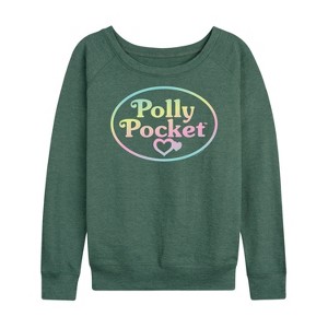 Women's - Polly Pocket - Polly Pocket Ombre Logo Lightweight French Terry Wide Neck Long Sleeve Shirt - 1 of 4