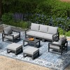 WestinTrends Montara 8-Piece Modern HDPE Outdoor Patio Furniture Conversation Set with Coffee Table and Ottomans - 2 of 4