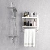 Tangkula Wall Mount 2 Tier Bathroom Shelf with Bars Chrome Bathroom Shelf Home Toilet Double Layer Shelf Rustproof Chrome Shelf White - 3 of 4