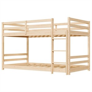 Karl Home Kids Low Floor Bunk Bed Twin Size with Guard Rails and Stairs - 1 of 4