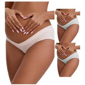 INSPIRE CHIC Women's Cotton Low Waist Under the Bump Maternity Briefs Pregnancy Underwear 3 Packs - 1 of 4