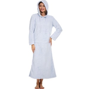 ADR Women's Warm Fleece Nightgown, Oversized Hoodie, Long Hooded Sweatshirt Robe - 1 of 3