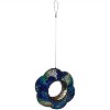 Sunnydaze Outdoor Garden Patio Glass Round Flower Shaped Hanging Fly-Through Bird Feeder - 10" - Indigo - 3 of 4
