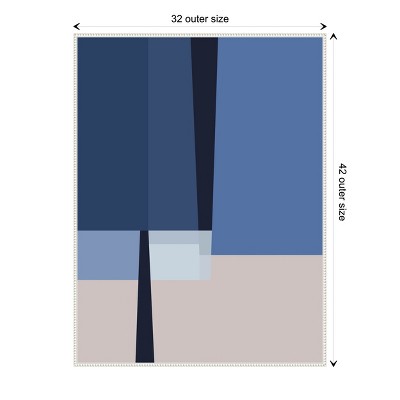 Blue Lines Abstract Canvas Art with White Floater Frame