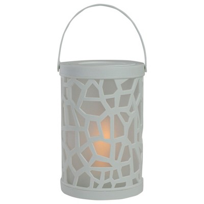 Northlight 6.5-Inch White Decorative Battery Operated Faux Flame LED Lantern
