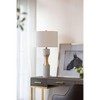 Modern Table Lamp with Drum Shade and Cylindrical Cement Base, Accent Lighting for Living Room or Bedroom – The Pop Home - 3 of 4
