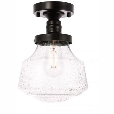 Elegant Lighting Lyle 1 light Black and Clear seeded glass Flush mount