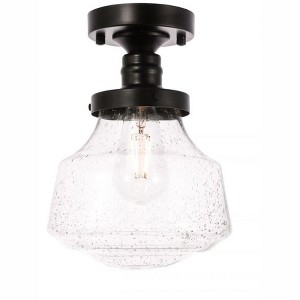 Elegant Lighting Lyle 1 light Black and Clear seeded glass Flush mount - 1 of 4