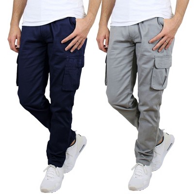 Blu Rock Men's Flex-Stretch Cotton Cargo Pants, 31-Inch Inseam - Comfortable and Durable-2 Pack