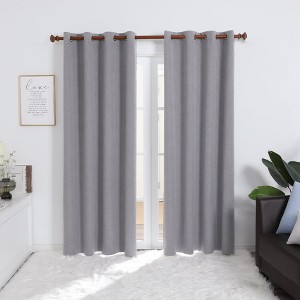Deconovo 100% Blackout Faux Linen Curtains 2 Panels – Multiple Sizes - 1 of 4