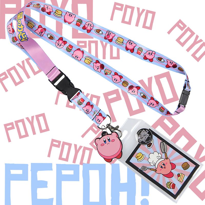 Kirby Pink Hero Reversible ID Lanyard Badge Holder With Rubber Kirby Charm Multicoloured, 6 of 7