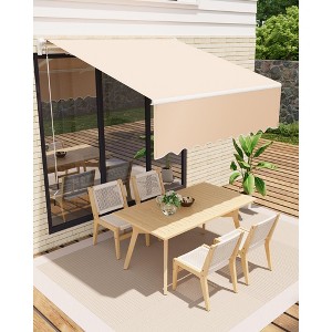 Manual Retractable Awning - Waterproof Sun Shade Patio Awning, Aluminum Frame, 280g Polyester Fabric, Adjustable Roll Out Awning for House Deck Porch - 1 of 4