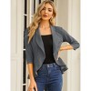 Women's 3/4 Sleeve Cropped Blazer Lightweight Open Front Cardigan Jacket for Business Causal - 2 of 4