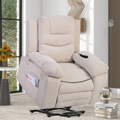 Coolbibila Modern Linen Fabric Upholstered Massage Recliner,Adjustable Massage Recliner Chair,Comfy Living Room Swivel Recliner Armchair