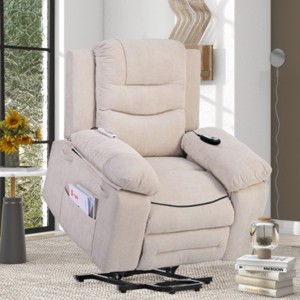 Coolbibila Modern Linen Fabric Upholstered Massage Recliner,Adjustable Massage Recliner Chair,Comfy Living Room Swivel Recliner Armchair - 1 of 4