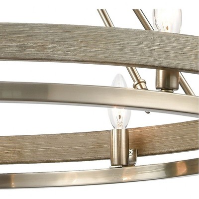 Ramsey 10-Light Satin Nickel and Beechwood Chandelier