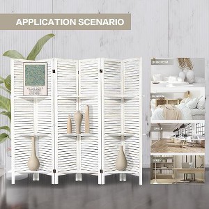 6-Panel Room Divider with Shelves, Folding Privacy Screen, Temporary Wall Partition for Home Office & Studio Apartments - 1 of 4