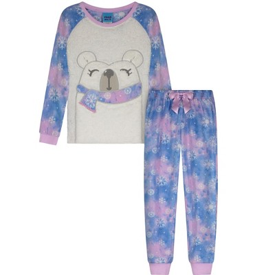 Girls Polar Bear Chillin 100% Cotton Checked Long Pyjamas Girls Polar Bear Chillin 100% Cotton Checked Long Pyjamas