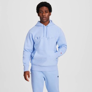 CHAMPION ハイネックスウェット ライトブルー Champion Adult Sizing Embroidered Fleece Hooded Sweatshirt