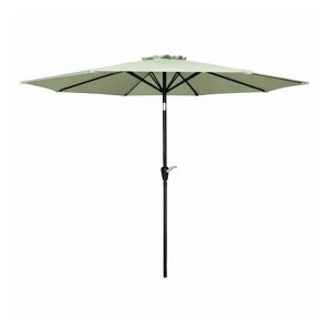 Four Seasons Courtyard 9 Foot Patio Market Umbrella Round Polyester Fabric Outdoor Backyard Shaded Canopy with Crank Lift and Auto Tilt, Seafoam Grean - 1 of 4