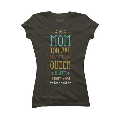 Junior's Design By Humans Mother's Day Mom Queen By tmsarts T-Shirt